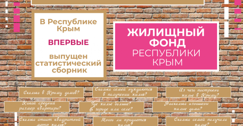 Отделом статистики строительства, инвестиций и жилищно-коммунального хозяйства выпущен статистический сборник "Жилищный фонд Республики Крым"